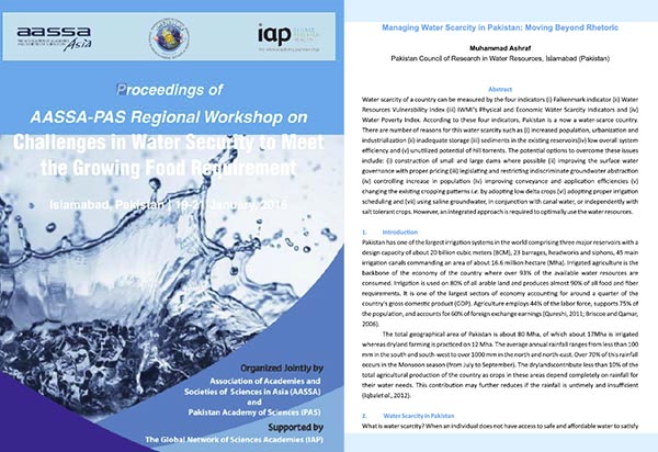 Proceeding of AASSA_PAS Regional Workshop on Challenges in Water Security to Meet the Growing Food Requirements