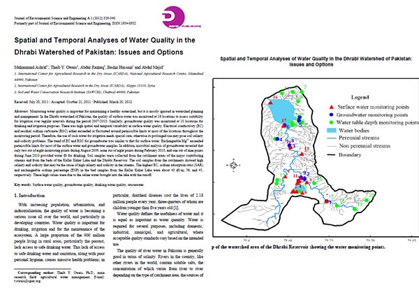 Spatial and Temporal Analyses of Water Quality in the Dhrabi Watershed of Pakistan 2012