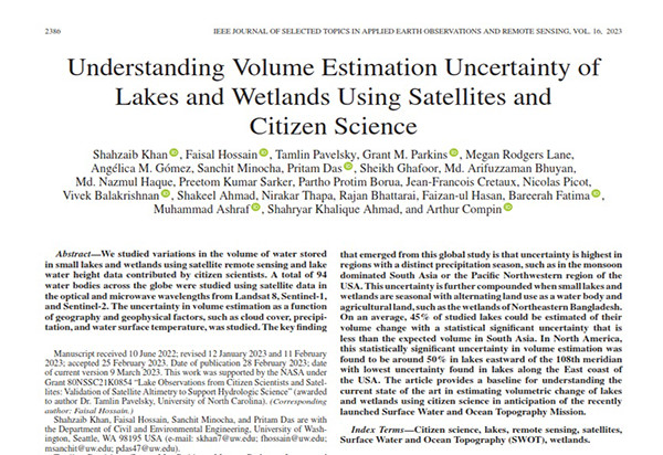 Understanding Volume Estimation Uncertainty of Lakes and Wetlands Using Satellites and Citizen Science