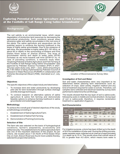 Exploring Potential of Saline Agriculture and Fish Farming at the Foothills of Salt Range Using Saline Groundwater
