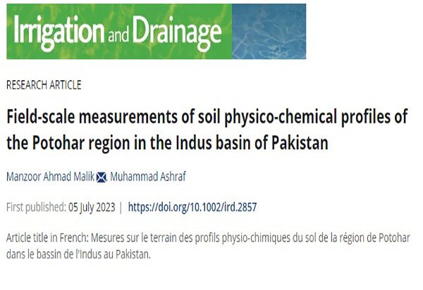 Field-scale measurements of soil physico-chemical profiles of the Potohar region in the Indus basin of Pakistan