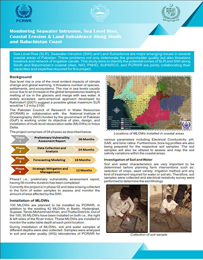 Monitoring Seawater Intrusion, Sea Level Rise, Coastal Erosion & Land Subsidence along Sindh and Baluchistan Coast