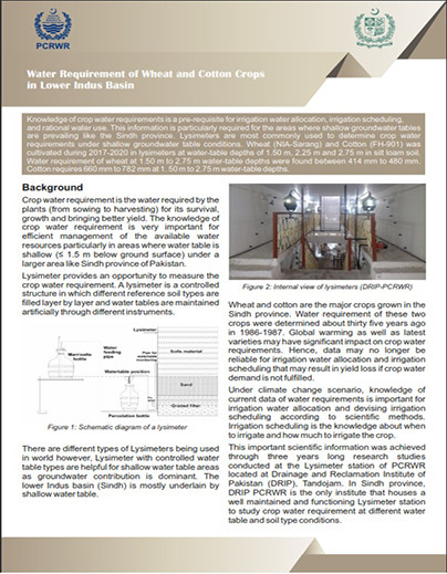 Water Requirement of Wheat and Cotton Crops in Lower Indus Basin