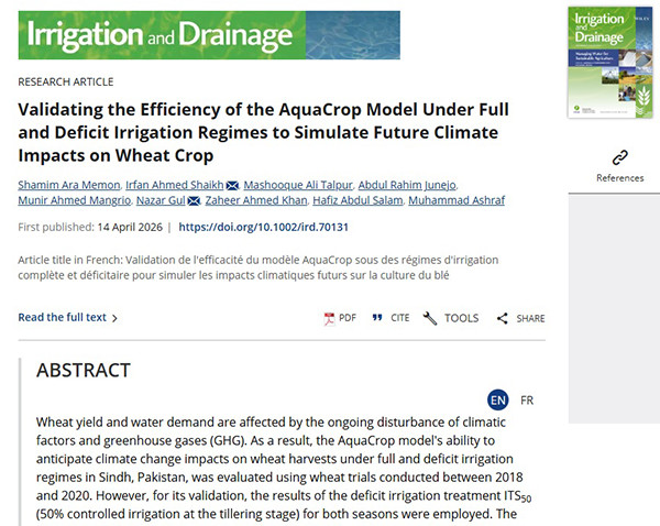 Validating the Efficiency of the AquaCrop Model Under Full and Deficit Irrigation Regimes to Simulate Future Climate Impacts on Wheat Crop
